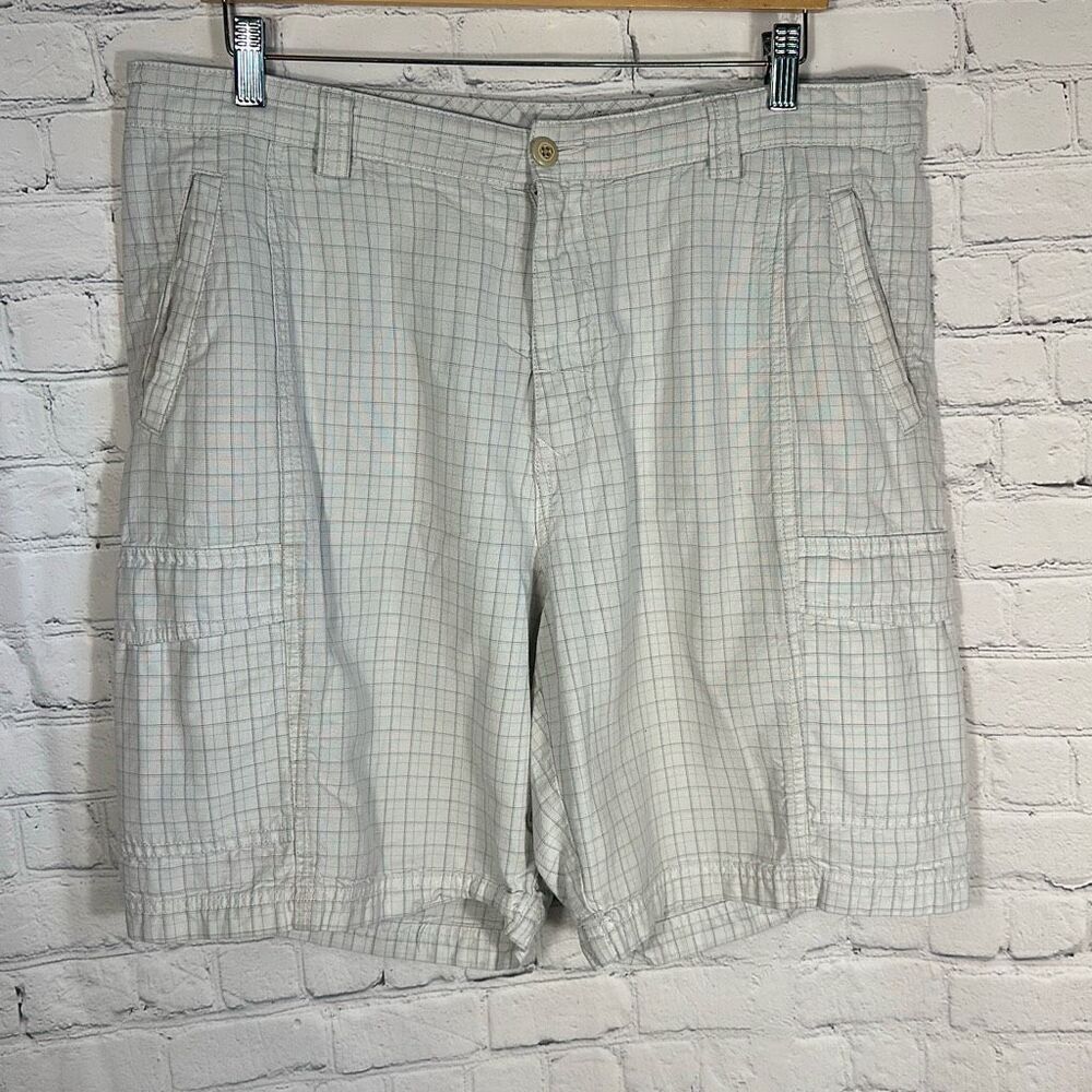 Tommy Bahama Cargo Shorts Mens 36 Relax Collection Plaid Tencel SPOTS